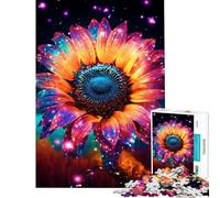 Puzzle da 1000 pezzi per adolescenti girasole cosmico color oro neon puzzle per adulti giochi rilassanti regali per donne regali unici per compleanno e Natale (dimensioni 38x26cm)