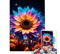 Puzzle da 1000 pezzi per adolescenti girasole neon bagliore cosmico stimola l'attività cerebrale regalo di compleanno giocattolo decorazione da parete adatto a persone dai 14 anni in su (50x75cm)