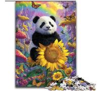 Puzzle da 1000 pezzi per adolescenti Girasole Panda, gioco stimolante e gioco per famiglie con pezzi completamente interconnessi di forma casuale (dimensioni 50x75cm)
