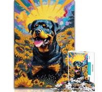Puzzle da 1000 pezzi per adolescenti Girasole Rottweiler 1000 pezzi per adolescenti, giocattoli, giochi educativi, antistress, decorazioni per la casa uniche e regali 75x50cm