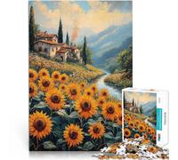 Puzzle da 1000 pezzi per adolescenti Girasoli da sogno per il giocattolo di sfida del gioco educativo con poster abbinato e foglio di quiz 38x26cm