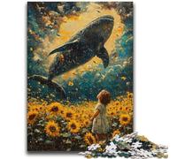 Puzzle da 1000 pezzi per adolescenti Girasoli e balene Gioco stimolante e gioco educativo per famiglie per compleanno, Natale 50x75cm