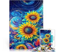 Puzzle da 1000 pezzi per adolescenti Girasoli nel cielo notturno Giocattoli da gioco per regalo di famiglia Regali di Babbo Natale segreto 75x50cm