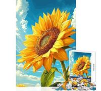 Puzzle da 1000 pezzi per adolescenti girasoli vivaci contro un cielo blu decorazioni per la casa giocattoli regali di compleanno giochi educativi migliorare l'amore tra coppie dimensioni 38x26cm