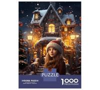 Puzzle Da 1000 Pezzi Per Adolescenti Girl Waiting for Santa Puzzle Per Adolescenti Gioco Rompicapo Regali Per Donne Attività Divertenti A Casa 52x38cm/1000pcs