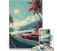 Puzzle da 1000 pezzi per adolescenti Giro in auto d'epoca al tramonto apprendimento educativo Adatto per la decorazione del desktop 38x26cm