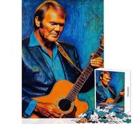 Puzzle da 1000 pezzi per adolescenti Glen Campbell Chitarrista Ritratto Giocattoli antistress Regalo di compleanno Giochi rilassanti Difficile da completare Dimensioni 38x26cm