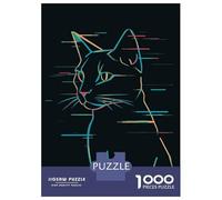 Puzzle Da 1000 Pezzi Per Adolescenti Glitch Cat Line Art Puzzle Per Adulti Giochi Rilassanti Regalo Di Compleanno Regali Per Amici E Familiari 52x38cm/1000pcs
