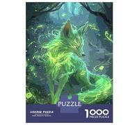 Puzzle Da 1000 Pezzi Per Adolescenti Glowing Green Fox Forest Puzzle Per Adulti Giochi Rilassanti Taglio Di Precisione Regali Per Amici E Familiari 38x26cm/1000pcs