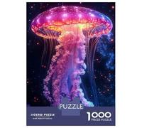 Puzzle Da 1000 Pezzi Per Adolescenti Glowing Jellyfish in Deep Space Puzzle Per Adulti Gioco Pratico Migliora La Memoria Regalo Di Compleanno, Regali, 52x38cm/1000pcs