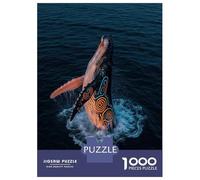 Puzzle Da 1000 Pezzi Per Adolescenti Glowing Whale Breaching Dark Ocean Puzzle Per Adulti Antistress Decorazione Per La Casa Difficile Da Completare 70x50cm/1000pcs