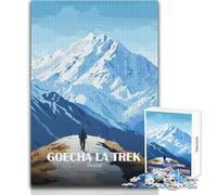 Puzzle da 1000 pezzi per adolescenti Goechala Trek India Paesaggio montano Bellissimo gioco di design Sfida difficile Regalo per compleanni Dimensioni 50x75cm