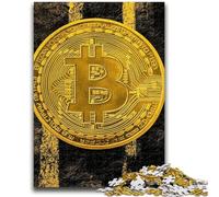 Puzzle da 1000 pezzi per adolescenti Golden Bitcoin, difficile da completare ma divertente e umoristico, regalo di compleanno, regali, arte murale 50x75cm