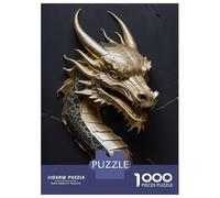 Puzzle Da 1000 Pezzi Per Adolescenti Golden Dragon Head Sculpture on Dark Background Puzzle Per Adulti Giochi Rilassanti Ma Divertenti E Umoristici Sfida Da Completare 52x38cm/1000pcs