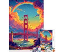 Puzzle da 1000 pezzi per adolescenti Golden Gate Pride Decorazione per la casa Giocattoli Idee regalo Gioco rompicapo con poster abbinato e foglio di quiz Dimensioni 50x75cm