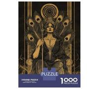 Puzzle Da 1000 Pezzi Per Adolescenti Golden Queen with Peacock Feathers Puzzle Per Adulti Giocattoli Fai Da Te Sfida Difficile Aiuta Ad Allenare Il Cervello 70x50cm/1000pcs