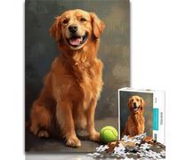 Puzzle da 1000 pezzi per adolescenti Golden Retriever che gioca a tennis, sfida di intelligenza cerebrale, giocattoli avvincenti, regalo di compleanno, regali, arte murale (75x50cm)