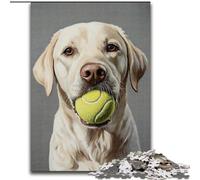 Puzzle da 1000 pezzi per adolescenti, Golden Retriever che gioca a tennis, sfida difficile antistress con poster abbinato e foglio di quiz 26x38cm