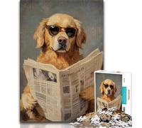 Puzzle da 1000 pezzi per adolescenti Golden Retriever che legge il giornale, puzzle da 1000 pezzi, giocattolo educativo antistress, ottimi regali e giocattoli (dimensioni 38x26cm)