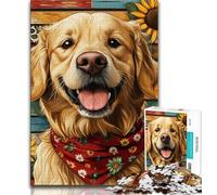 Puzzle da 1000 pezzi per adolescenti Golden Retriever felice Puzzle da 1000 pezzi compleanno unico e regali per età 14 anni in su 75x50cm