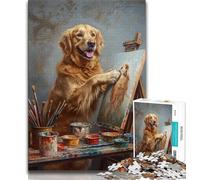 Puzzle da 1000 pezzi per adolescenti, Golden Retriever, giocattolo educativo e stimolante, ottimo regalo e giocattolo (38x26cm)