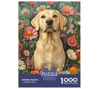 Puzzle Da 1000 Pezzi Per Adolescenti Golden Retriever in Flowers Labrador Among Soft Florals Dog Wall Art Print Puzzle Per Adulti Giocattolo Decorazione Da Parete Modello Da Assemblare Ottimo Regalo