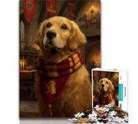 Puzzle da 1000 pezzi per adolescenti, Golden Retriever magico, gioco stimolante e gioco per famiglie con pezzi completamente interconnessi di forma casuale, 38x26cm