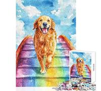 Puzzle da 1000 pezzi per adolescenti Golden Retriever Rainbow Bridge Decorazione per la casa Giocattoli Regalo per compleanni Giochi educativi Attività divertenti a casa (Dimensioni 50x75cm)