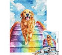 Puzzle da 1000 pezzi per adolescenti Golden Retriever Rainbow Bridge Giocattolo educativo Regalo per compleanni Giochi educativi Interessanti per ridurre lo stress (dimensioni 38x26cm)