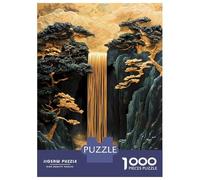 Puzzle Da 1000 Pezzi Per Adolescenti Golden Waterfall Bonsai Cherry Blossom Landscape Puzzle Per Adolescenti Gioco Per Famiglie Migliora La Memoria Regali Unici Per Compleanno E Natale 52x38cm/1000pcs