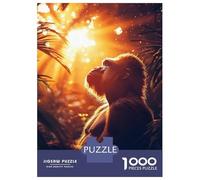 Puzzle da 1000 pezzi per adolescenti, Gorilla che guarda alla luce del sole nella giungla, gioco di pensiero, allenamento della memoria, divertimento per la casa, 70 x 50 cm/1000 pezzi