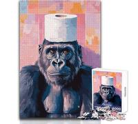 Puzzle da 1000 pezzi per adolescenti Gorilla con cappello di carta igienica,accogliente e rilassante,divertimento per il tempo libero,vestibilità perfetta,giocattolo di alta precisione 50x75cm
