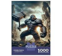 Puzzle Da 1000 Pezzi Per Adolescenti Gorilla Holding Hammer Art Print Puzzle Per Adulti Gioco Per Famiglie Un'opera D'arte Regali Unici Per Compleanni E Occasioni Speciali 52x38cm/1000pcs