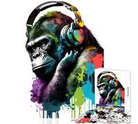 Puzzle da 1000 pezzi per adolescenti Gorilla Musica Arte Giocattolo Decorazione da parete Regalo per compleanni Gioco per famiglie Allena il tuo cervello e le tue mani Dimensioni 38x52cm