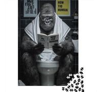 Puzzle Da 1000 Pezzi Per Adolescenti Gorilla Reading How to Be Human Puzzle Giochi Divertenti Regalo Decorativo Perfetto Per Amici E Familiari 52x38cm/1000pcs