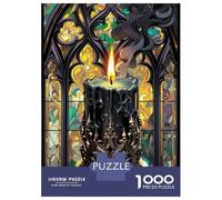 Puzzle Da 1000 Pezzi Per Adolescenti Gothic Candle in Stained Glass Puzzle Per Adulti Gioco Rompicapo Analisi E Logica Aiuta Ad Allenare Il Cervello 52x38cm/1000pcs