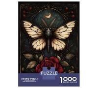 Puzzle Da 1000 Pezzi Per Adolescenti Gothic Moth And Rose Puzzle Per Adulti Gioco Rompicapo Analisi E Logica Aiuta Ad Allenare Il Cervello 52x38cm/1000pcs