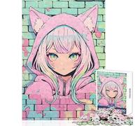 Puzzle da 1000 pezzi per adolescenti graffiti Nekomimi pastello decorazioni per la casa giocattoli regali di compleanno giochi educativi migliorare l'amore tra coppie dimensioni 38x26cm
