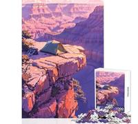 Puzzle da 1000 pezzi per adolescenti Grand Canyon Camp Decorazione per la casa Giocattoli Idee regalo Gioco rompicapo con poster abbinato e foglio di quiz Dimensioni 38x52cm