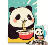 Puzzle da 1000 pezzi per adolescenti,grande e carino panda che mangia ramen,decorazione con tagli precisi,giocattolo per l'esercizio mentale,gioco di pace,divertimento,regalo di Natale (50x75cm)