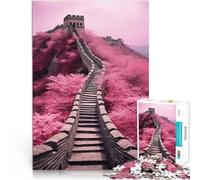 Puzzle da 1000 pezzi per adolescenti Grande Muraglia Cinese di Ciliegio Assemblaggio del modello Lista dei desideri con Babbo Natale 75x50cm