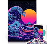 Puzzle da 1000 pezzi per adolescenti Grande onda arte al neon Allena il tuo cervello e le tue mani Migliorare l'amore tra le coppie 38x26cm