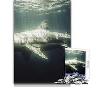Puzzle da 1000 pezzi per adolescenti Grande squalo bianco sott'acqua Rilassante e delicato per il tempo libero, taglio fine e liscio, giocattolo artigianale, dimensioni 38x26cm