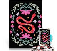 Puzzle da 1000 pezzi per adolescenti Grazioso serpente floreale rosso e rosa Giocattoli antistress Gioco educativo per compleanno e Natale 38x26cm