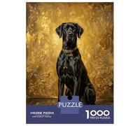 Puzzle Da 1000 Pezzi Per Adolescenti Great Dane Portrait on Gold Background Puzzle Antistress Giocattoli Regalo Per Donne È Ideale Come Regalo 38x26cm/1000pcs