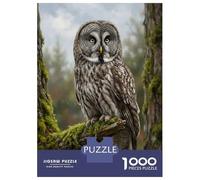 Puzzle Da 1000 Pezzi Per Adolescenti Great Grey Owl Perched on Mossy Branch Puzzle Per Adulti Giochi Rilassanti Decorazione Per La Casa Per Compleanno, Natale 52x38cm/1000pcs