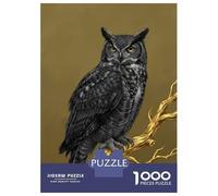 Puzzle Da 1000 Pezzi Per Adolescenti Great Horned Owl on Golden Branch Puzzle Giochi Rilassanti Ma Divertenti E Spiritosi Regalo Di Compleanno, Regali, 70x50cm/1000pcs