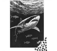 Puzzle Da 1000 Pezzi Per Adolescenti Great White Shark Drawing-1 Puzzle Per Adulti Giocattoli Fai Da Te Corsa Di Velocità Manuale Regali Unici Per Compleanno E Natale 38x26cm/1000pcs