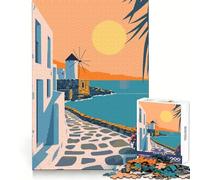 Puzzle da 1000 pezzi per adolescenti Grecia Mykonos Minimalista Gioco a incastro perfetto Allenamento della concentrazione Divertimento Calma Tempo libero Regalo di compleanno Arte (50x75cm)