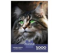 Puzzle Da 1000 Pezzi Per Adolescenti Green Eyes Maine Coon Puzzle Per Adolescenti Gioco Pratico Decorazione Murale Difficile Da Completare 38x26cm/1000pcs